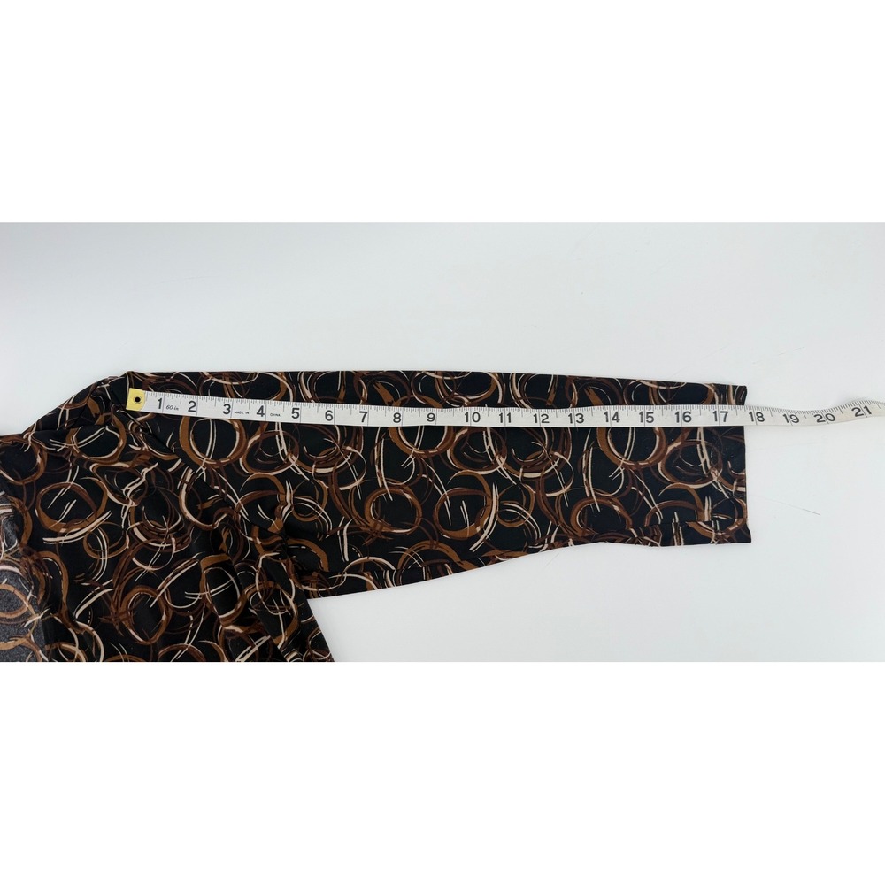 Chicos Travelers Dress‎ Womens Size 1 Brown Black Abstract Circle Wrap Midi - Picture 6 of 10